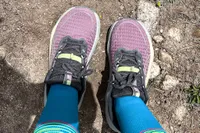 An overhead view of a person wearing the Asics Women's Gel-Trabuco 13 Trail Running Sneakers