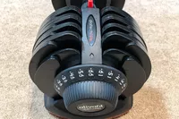 The dial on the side of the Ativafit Adjustable Dumbbell Set