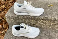 The Brooks Men's Adrenaline GTS 24 Running Shoes on stone steps