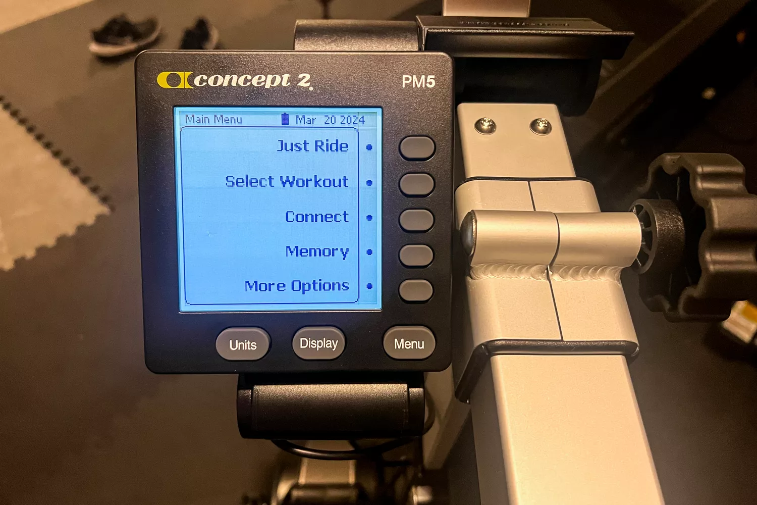 The digital display on the Concept2 Bike Erg