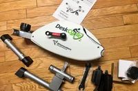 The pieces of the DeskCycle 2 Under Desk Bike Pedal Exerciser before assembly