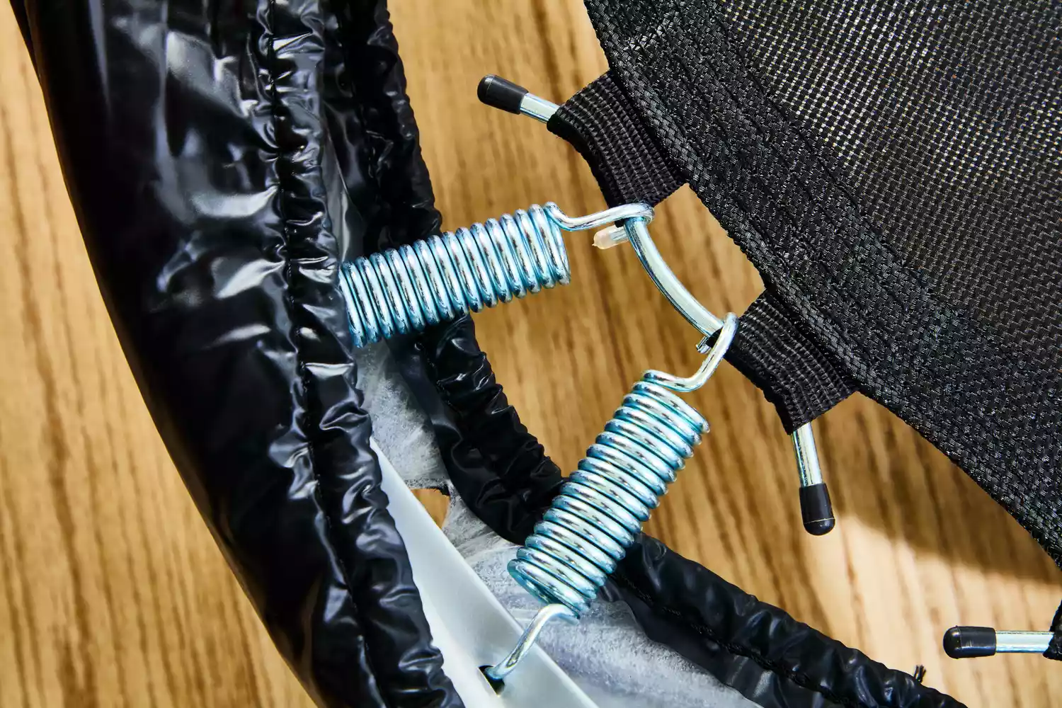 A close-up of two Fitness Gear Mini Trampoline springs