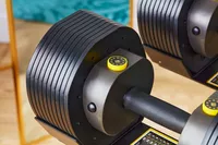 weight adjustment knob on the MX55 Rapid Change Adjustable Dumbbells 