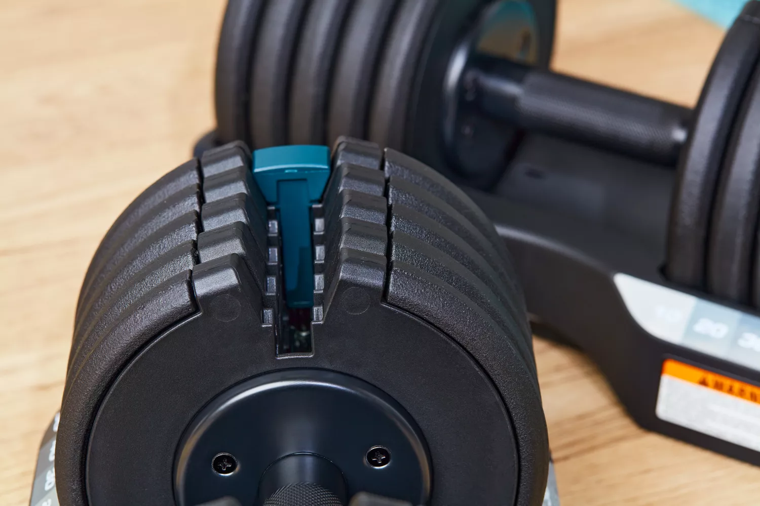 close-up of theProForm Select-a-Weight Adjustable Dumbbells