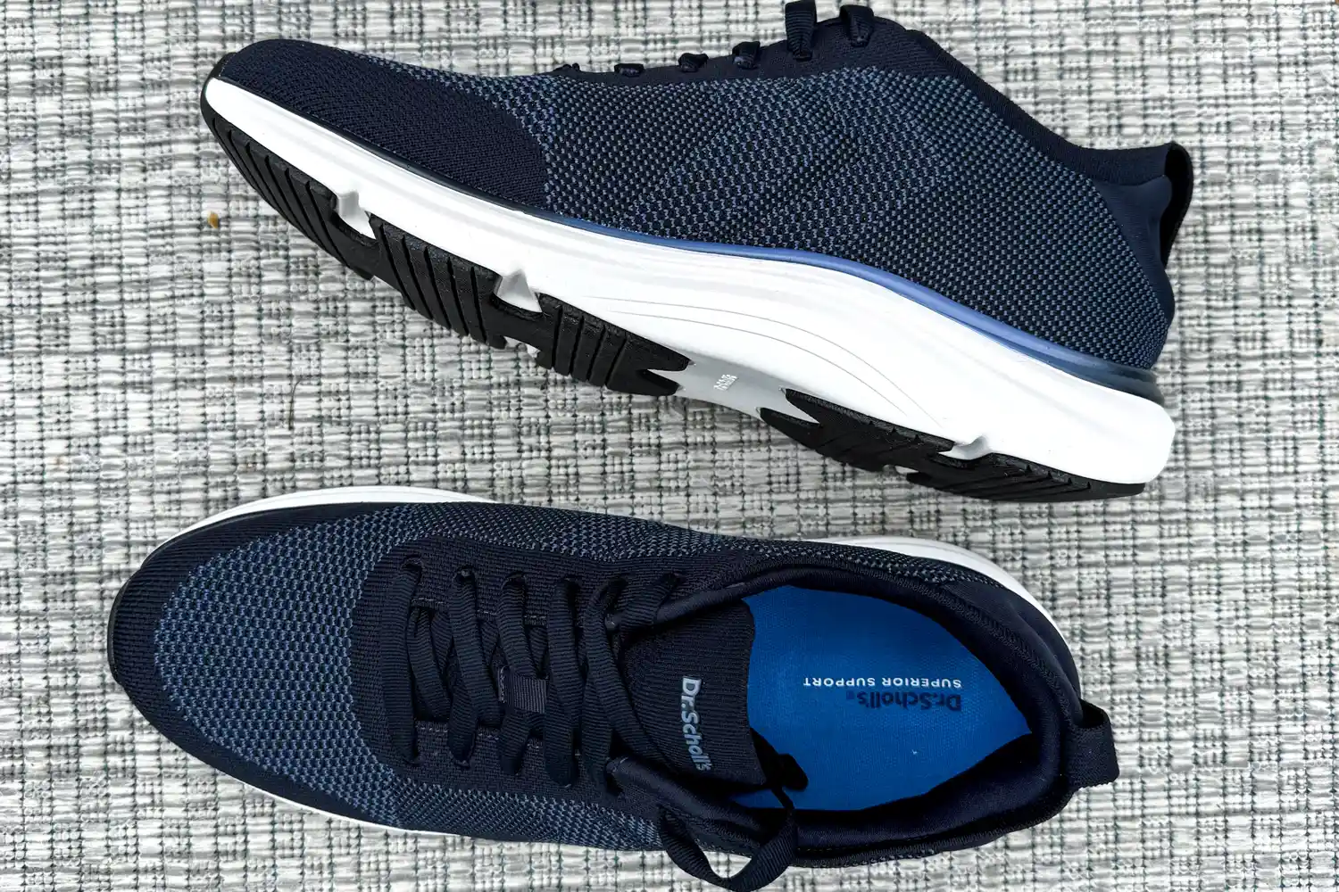 An overhead and side view of the Dr. Scholl's Men's Feel Ready Lace Up Sneakers