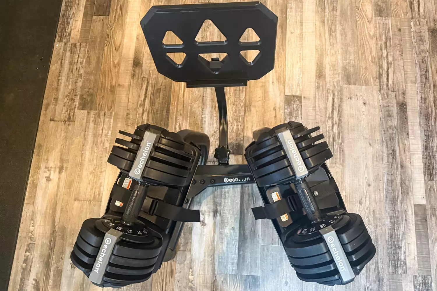 The storage base for the Echelon Strength Adjustable Dumbbells 752 with Stand