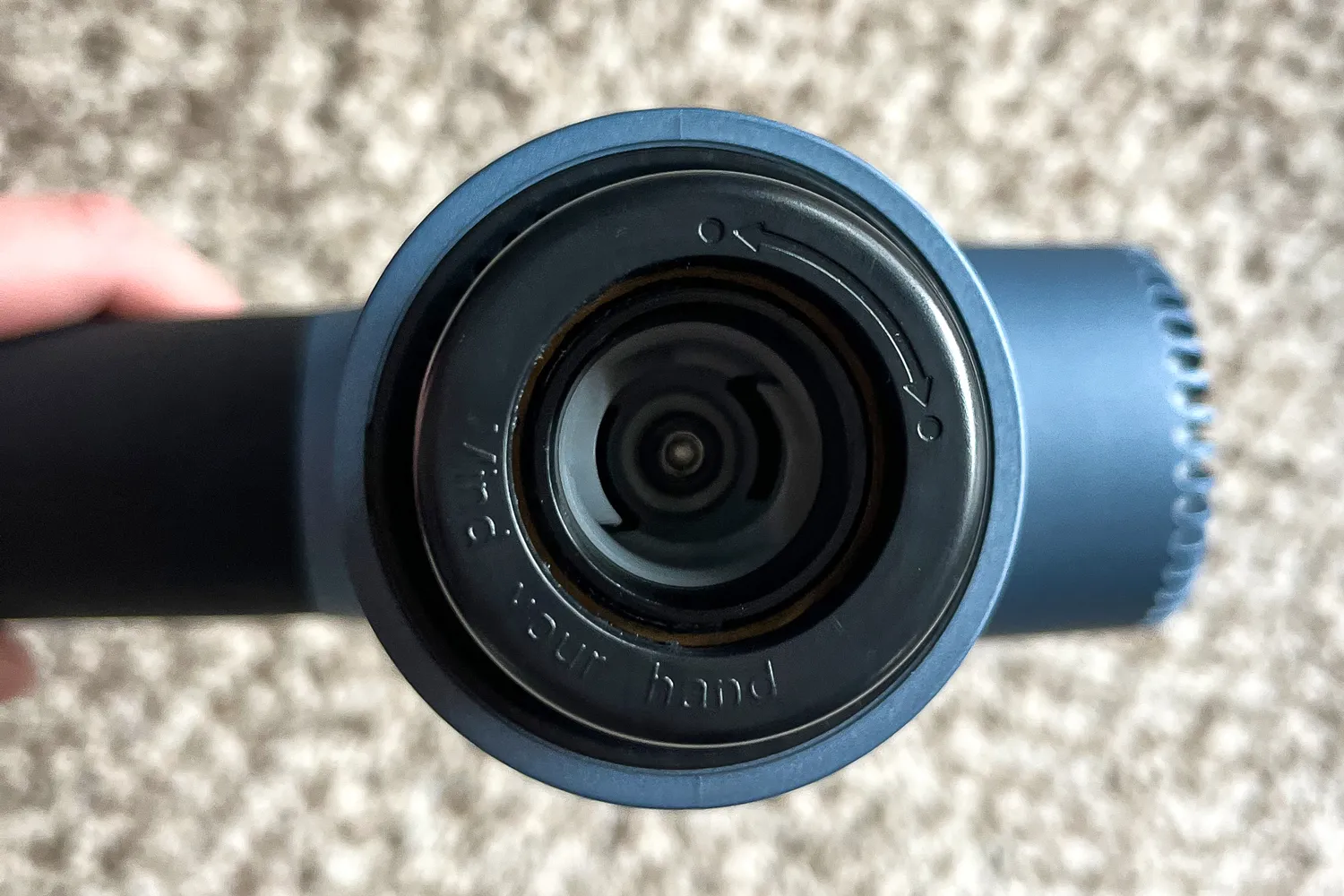 A close-up of the head attachment on the Ekrin 365 Massage Gun