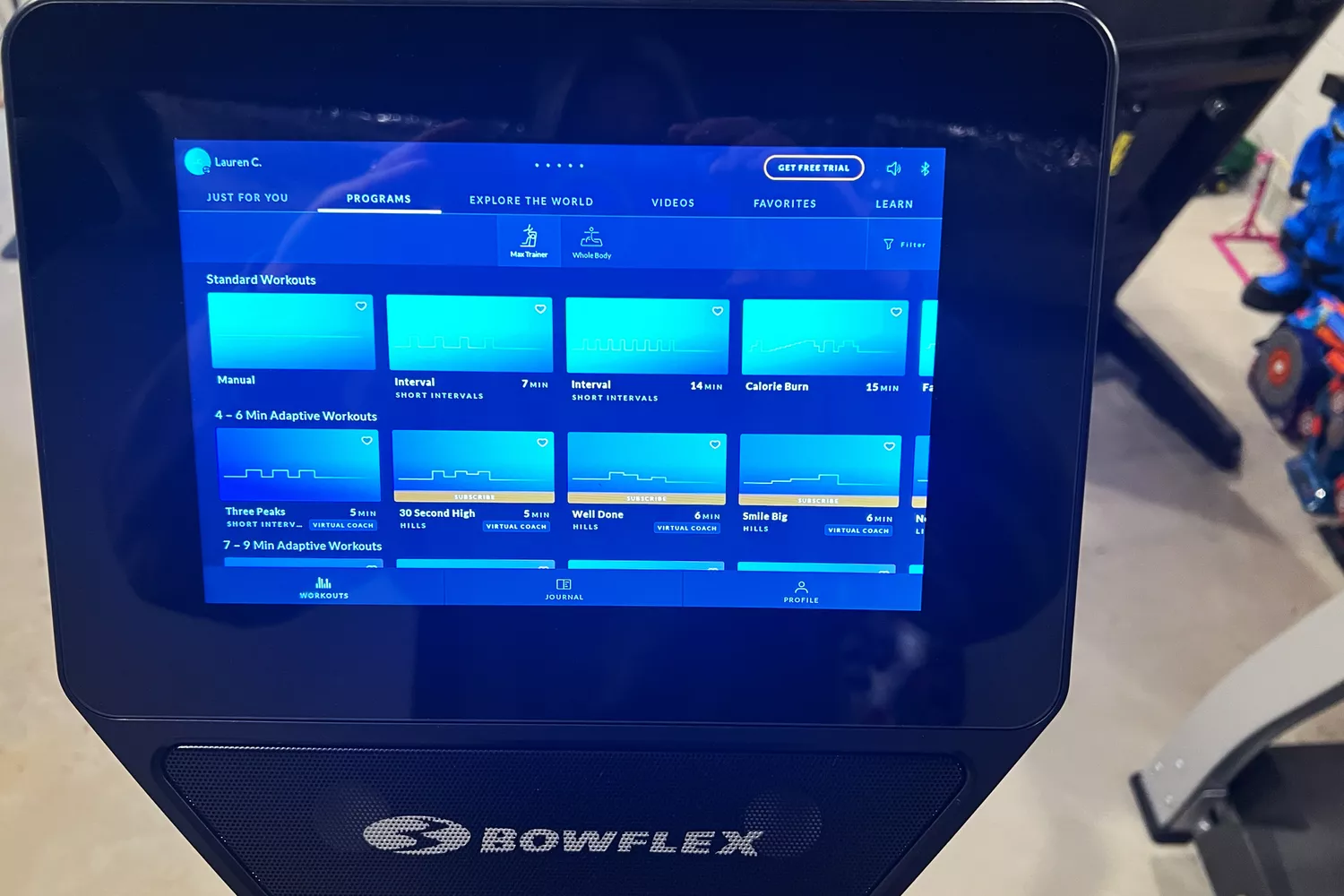 The BowFlex Max Trainer M9 screen