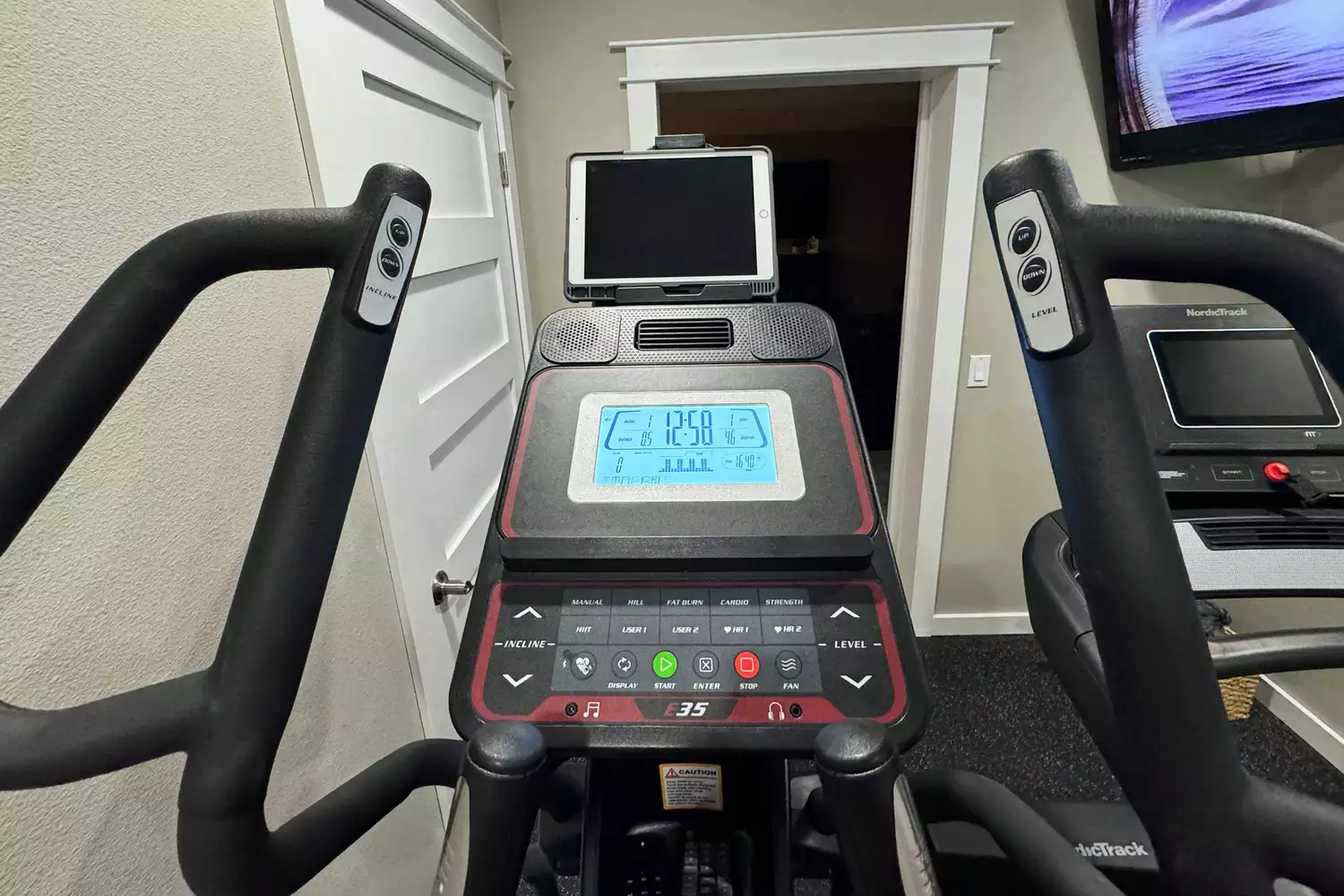 A close-up of the Sole E35 Elliptical