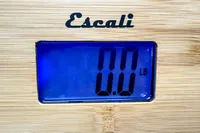 The digital display on the Escali Bamboo Digital Electronic Bathroom Scale