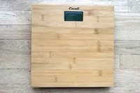 An overhead view of the Escali Bamboo Digital Electronic Bathroom Scale
