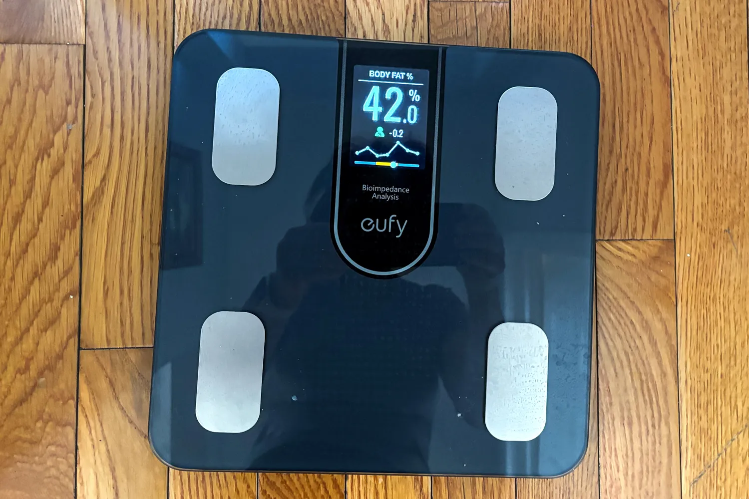 The digital display on the eufy Smart Scale C20