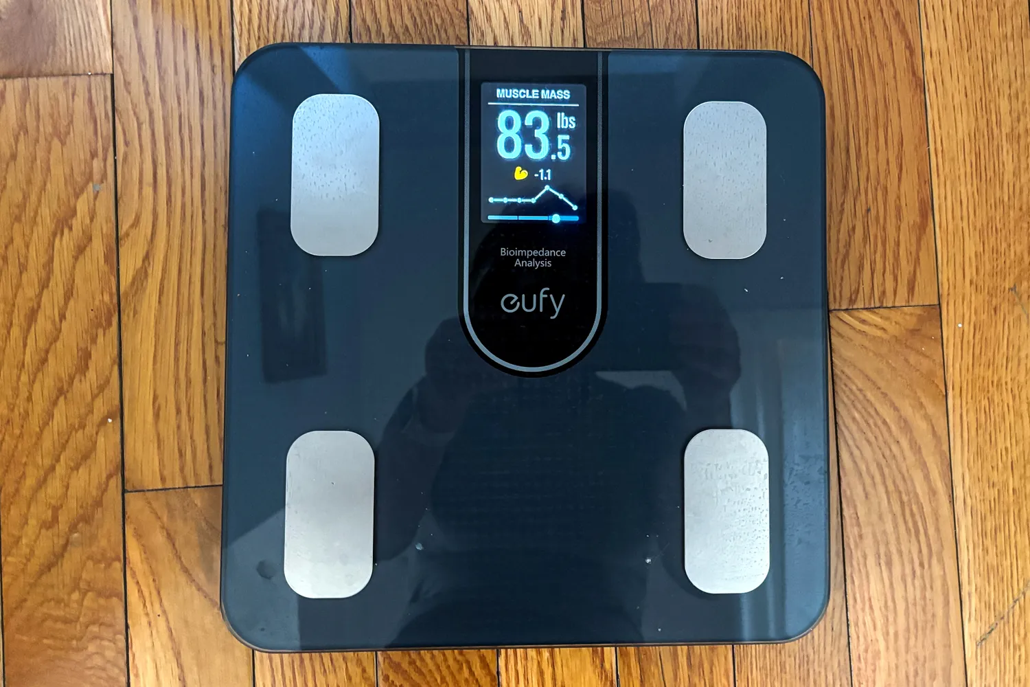 The digital display on the eufy Smart Scale C20