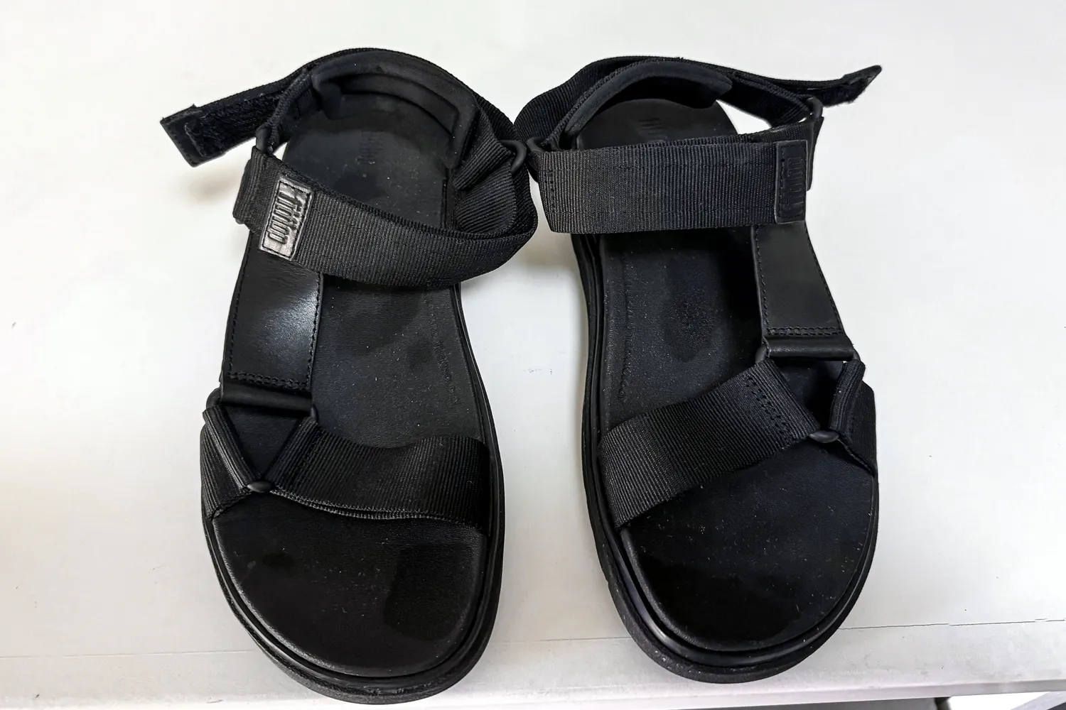 An overhead view of the FitFlop Women's GEN-FF Adjustable Webbing/Leather Back-Strap Sandals