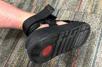 The treads and heel strap on the FitFlop Women's GEN-FF Adjustable Webbing/Leather Back-Strap Sandals