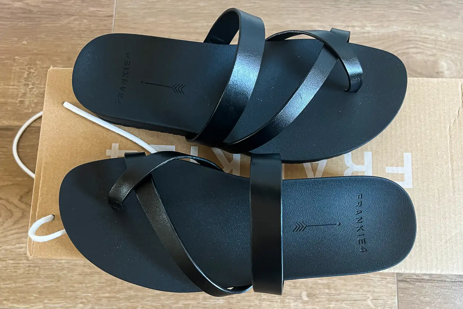 An overhead view of a pair of Frankie4 Women's Isla Slides