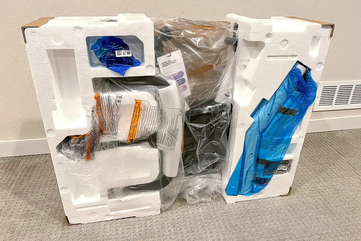 The Freebeat Boom Bike in shipping packaging