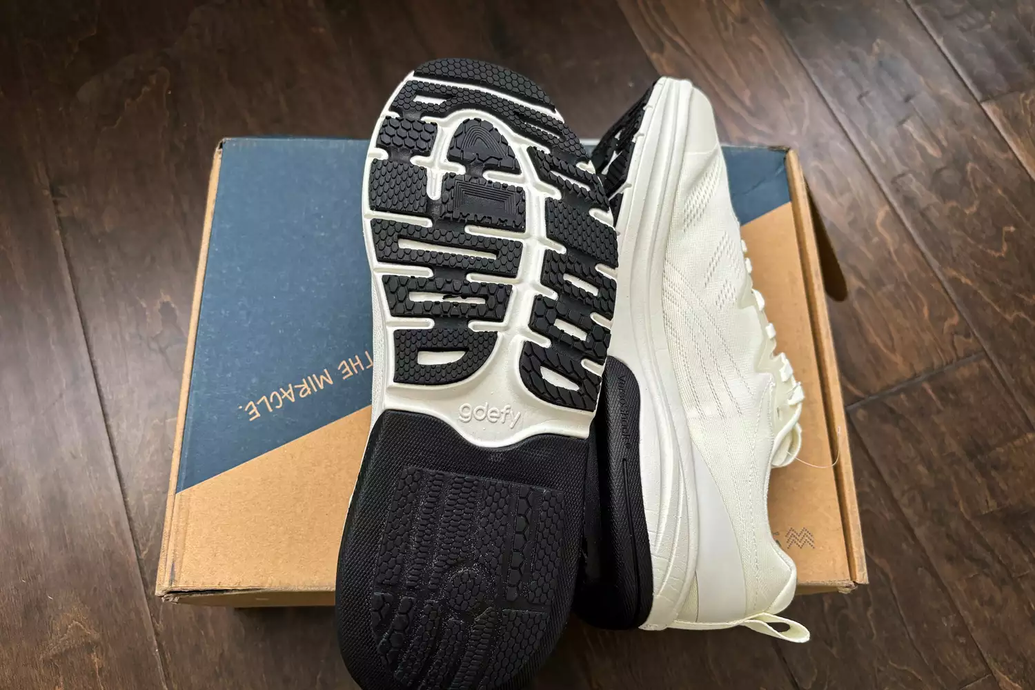 The treads on the bottom of the GDEFY Men's Lauff Athletic Shoes