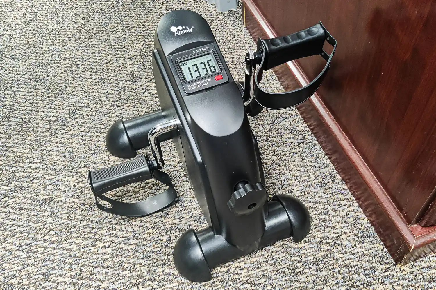 The digital display on the top of the Himaly Mini Exercise Bike