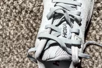 A close-up of the laces on a Hoka Women's Bondi 9