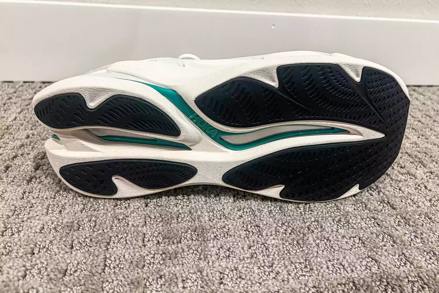 The treads on the bottom of the Hoka All Gender Elevon X Running Shoes