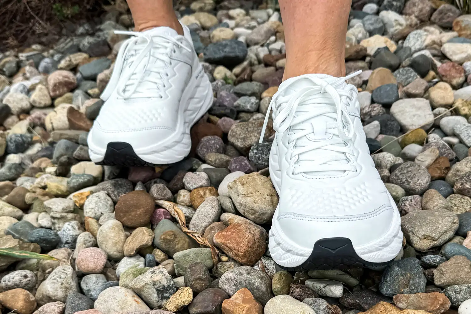 A front view of a person wearing the Hoka Women's Bondi SR Road Shoes