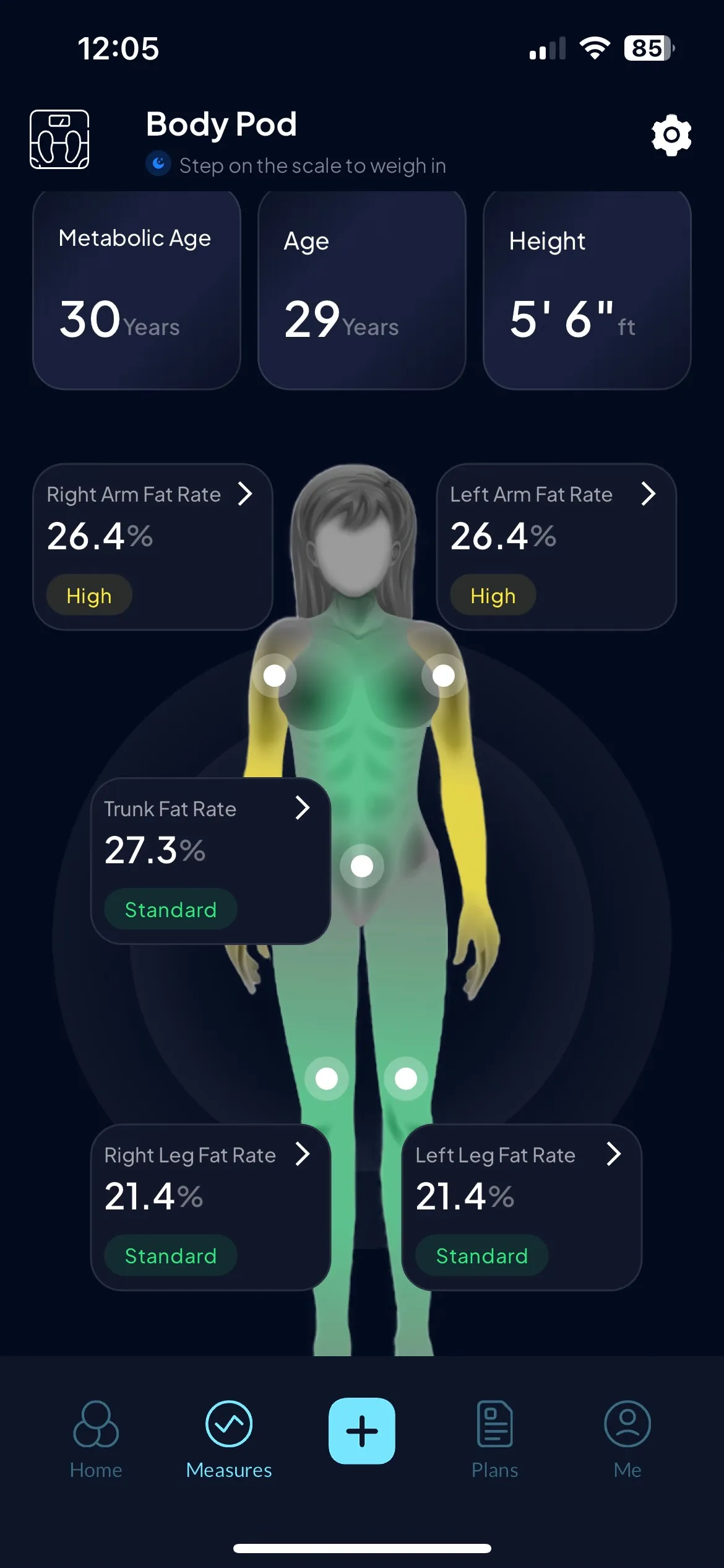 The information on the HumeHealth The Body Pod app