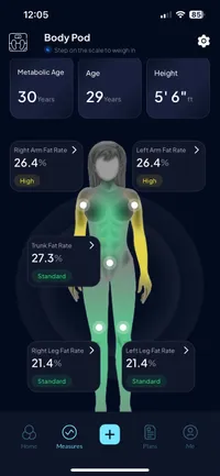 The information on the HumeHealth The Body Pod app