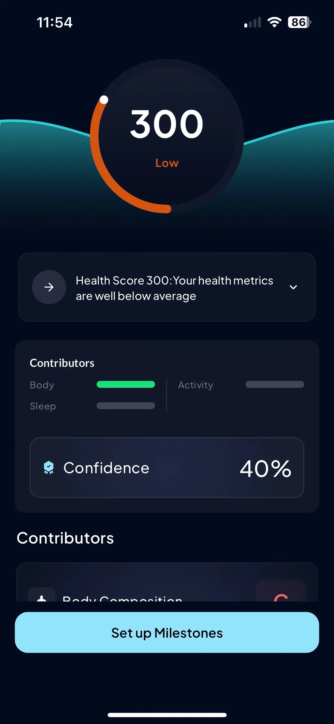 The app for the HumeHealth The Body Pod