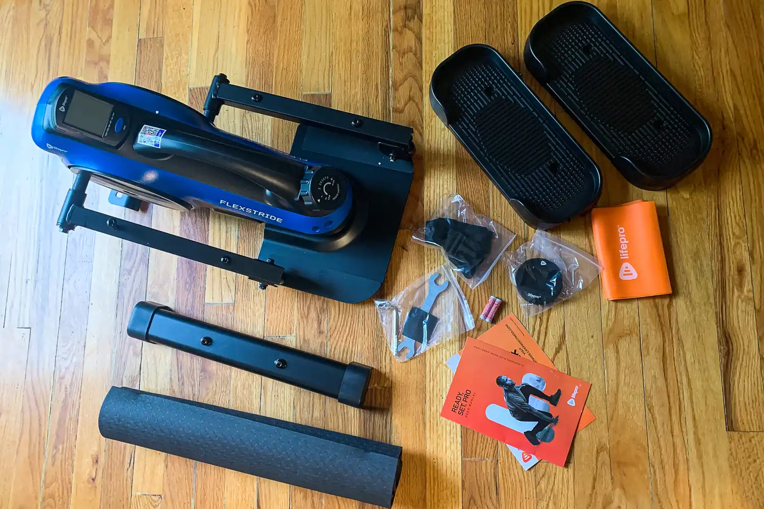 The parts of the LifePro FlexStride Plus before assembly