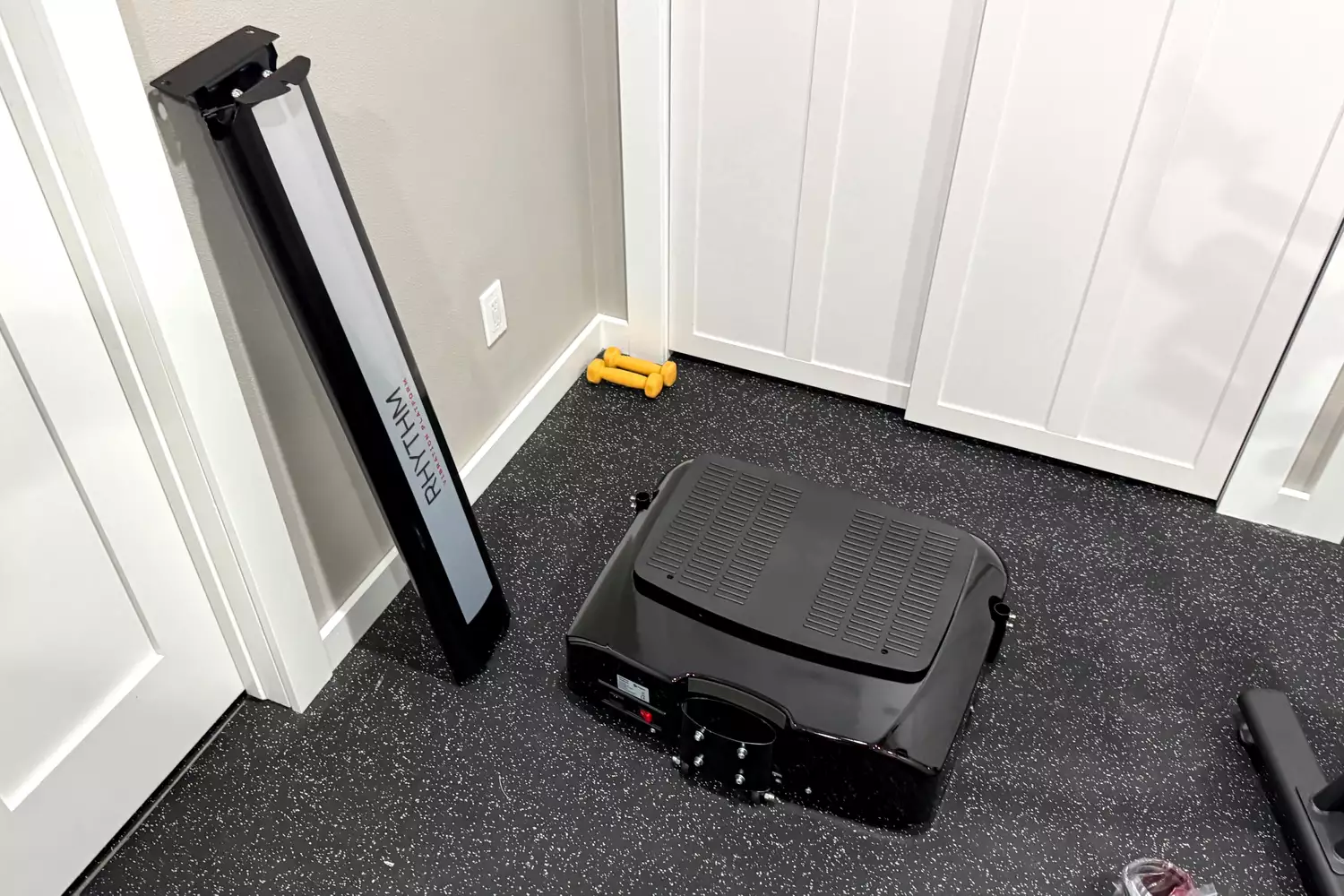 The base of the Lifepro Rhythm Vibration Plate during assembly