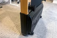 A close-up of the bottom of a standing LifePro TimberTrek Treadmill