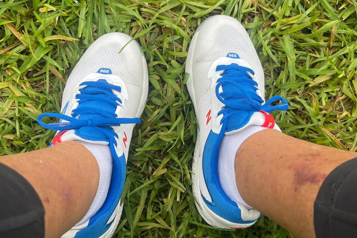 An overhead view of a person wearing the New Balance Women's FuelCell 996v6 Pickleball Shoes