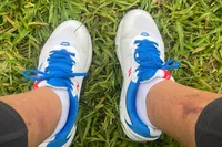 An overhead view of a person wearing the New Balance Women's FuelCell 996v6 Pickleball Shoes
