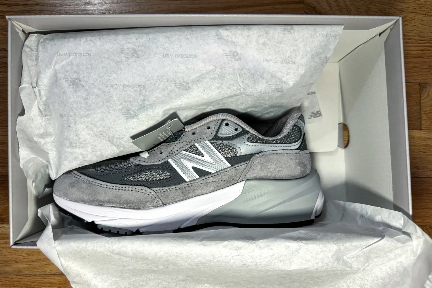 The New Balance Women's Made in USA 990v6 Sneaker in a shoebox