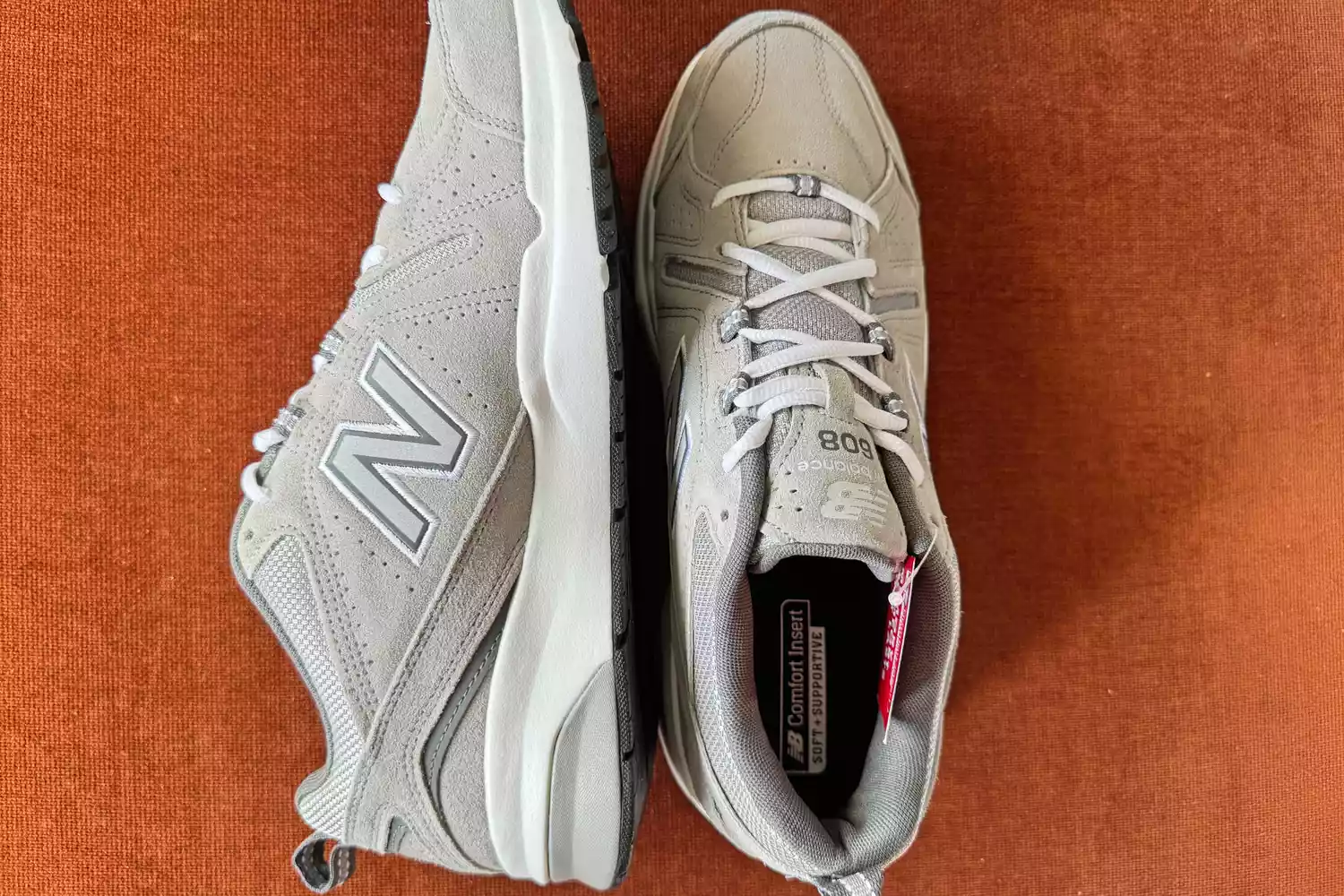 An overhead and side view of the New Balance Men's 608v5 Cross Trainer Shoes