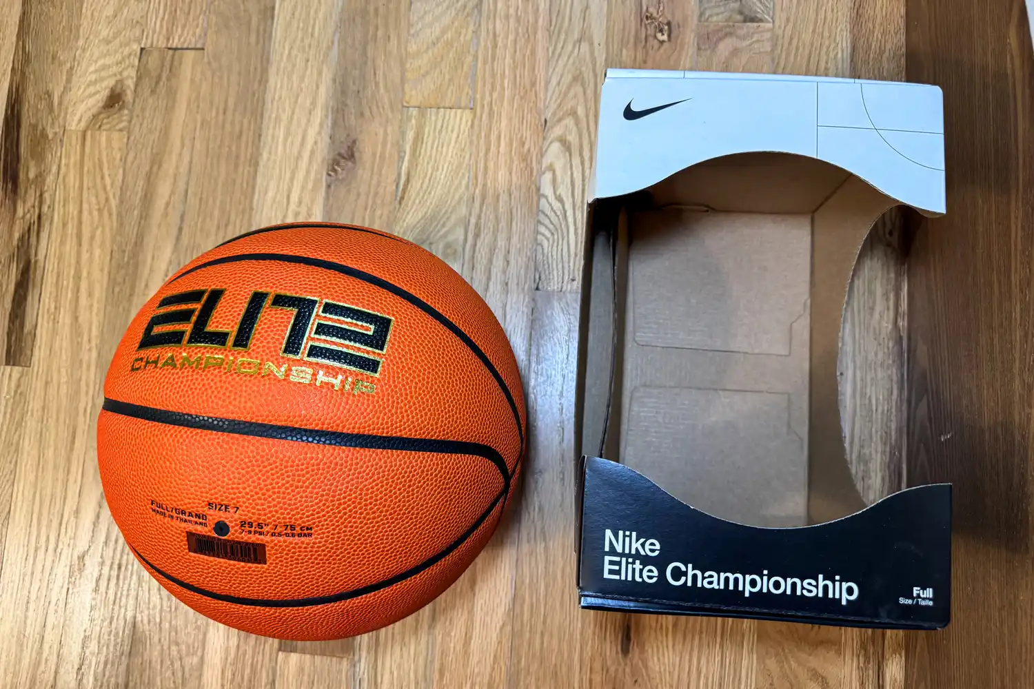 The Nike Elite Championship Basketball next to its box