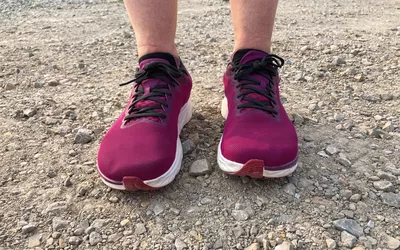 The Altra Rivera 3 worn on gravel