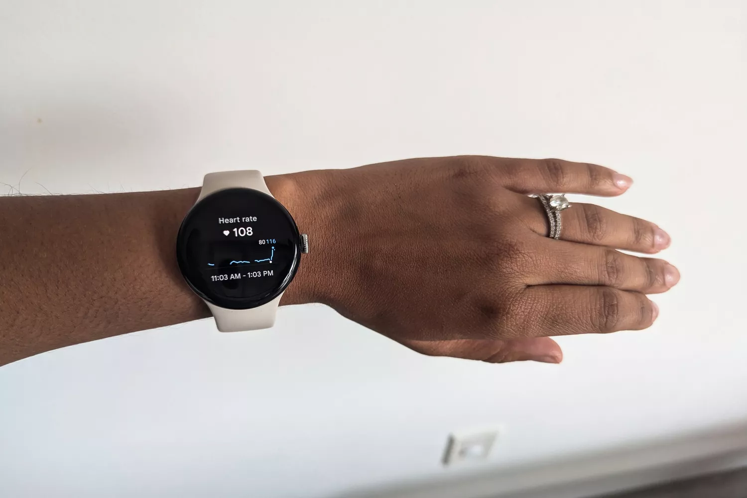 A person wears the Google Pixel Watch 3