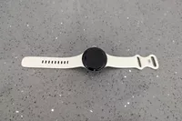 The Google Pixel Watch 3 on a countertop