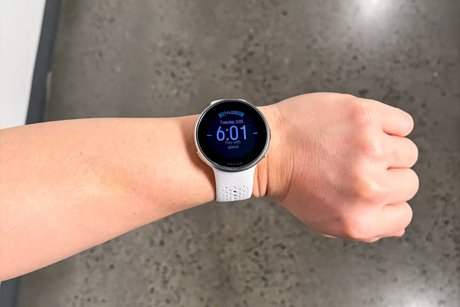 A person wears the Polar Pacer Pro Advanced GPS Sports Watch