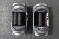 An overhead view of the POWERBLOCK Sport 24 Adjustable Dumbbell