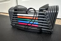The different weights on the POWERBLOCK Sport 24 Adjustable Dumbbell