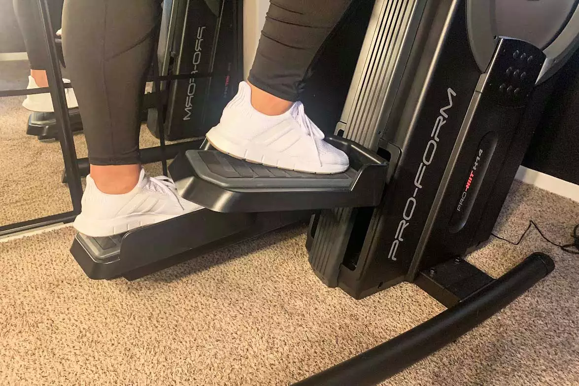 A person exercises on the ProForm Cardio HIIT H14 Trainer