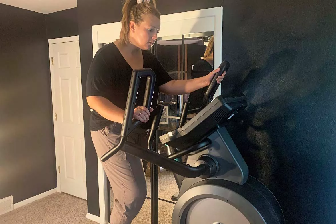 A person exercises on the ProForm Cardio HIIT H14 Trainer