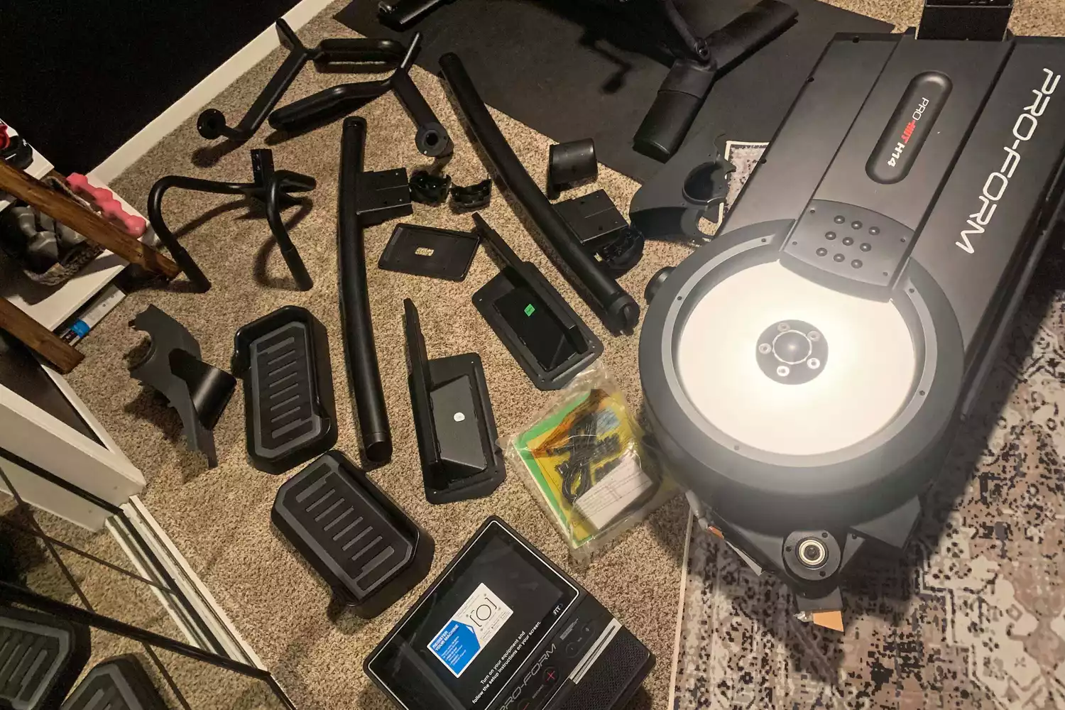 The different pieces of the ProForm Cardio HIIT H14 Trainer