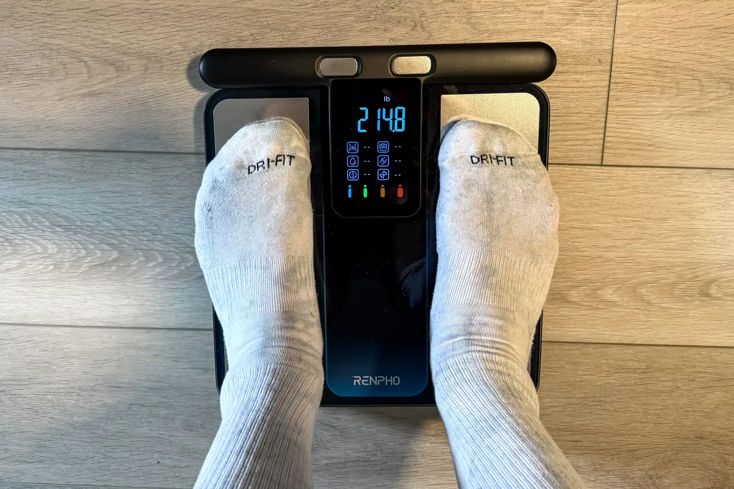 The digital display on the Renpho MorphoScan Smart Body Scale