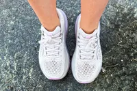An overhead view of a person wearing the Saucony Women's Guide 18 Sneakers