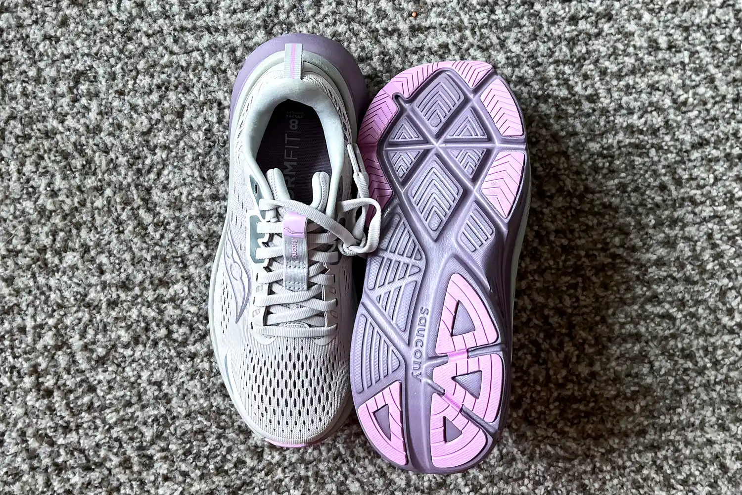 The treads on the bottom of the Saucony Women's Guide 18 Sneakers
