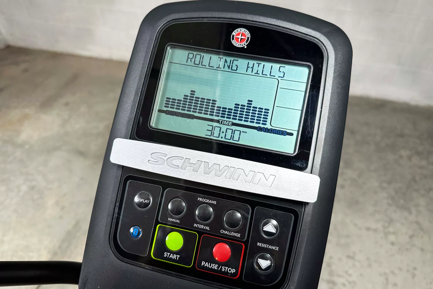 The display console on the Schwinn 411 Compact Elliptical Machine